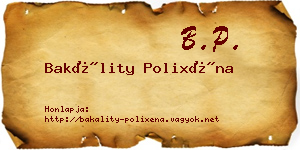 Bakálity Polixéna névjegykártya